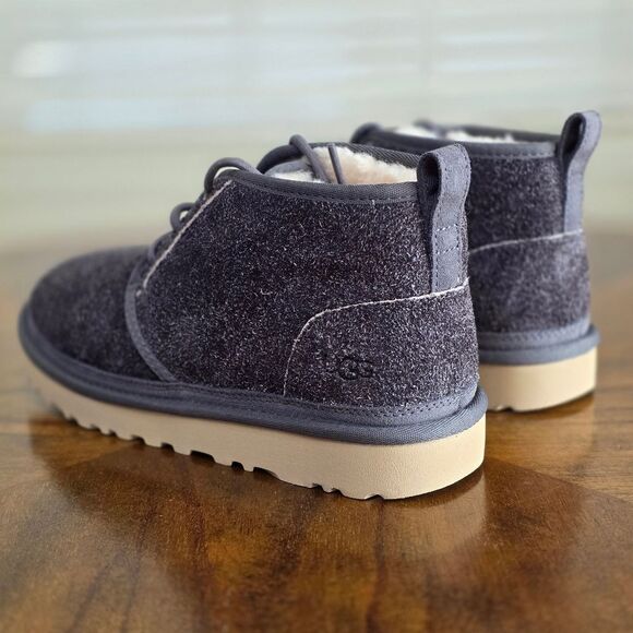 UGG Neumel Shaggy Suede Chukka Boots Dark Grey Men's Size 9 Real Fur New 1158219 - Picture 5 of 11